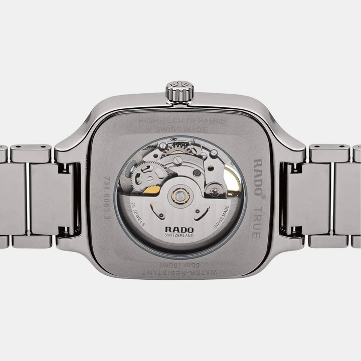 Rado True Square 38mm Plasma Ceramic Blue Dial Open Heart Automatic Watch