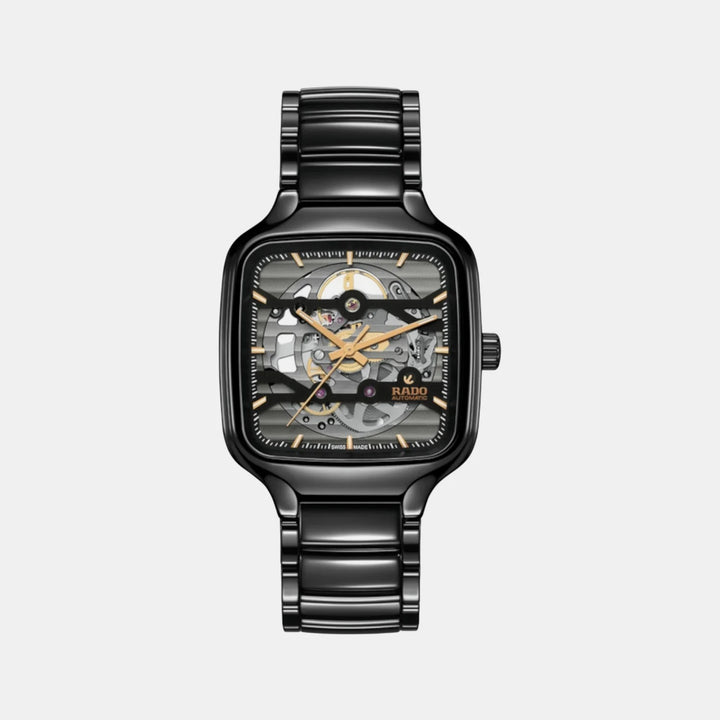 Rado True Square 38mm Black Ceramic Skeleton Automatic Watch