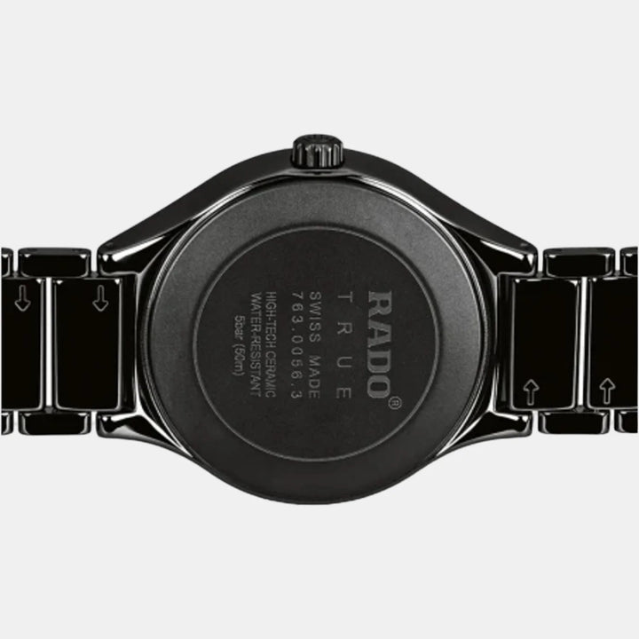 Rado True Round 40mm Black Ceramic Diamond Dial Quartz Watch
