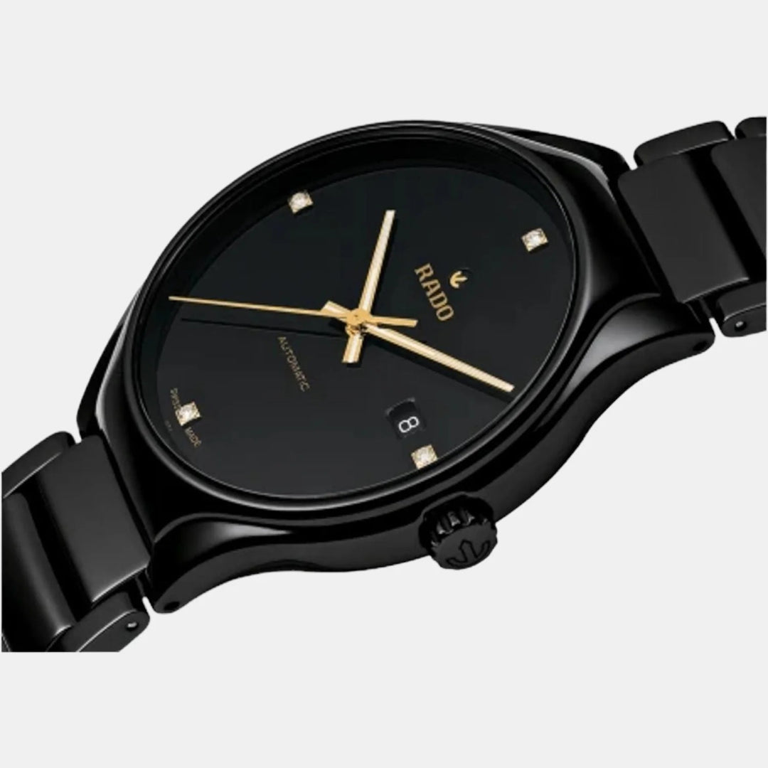 Rado True Round 40mm Black Ceramic Diamond Dial Quartz Watch