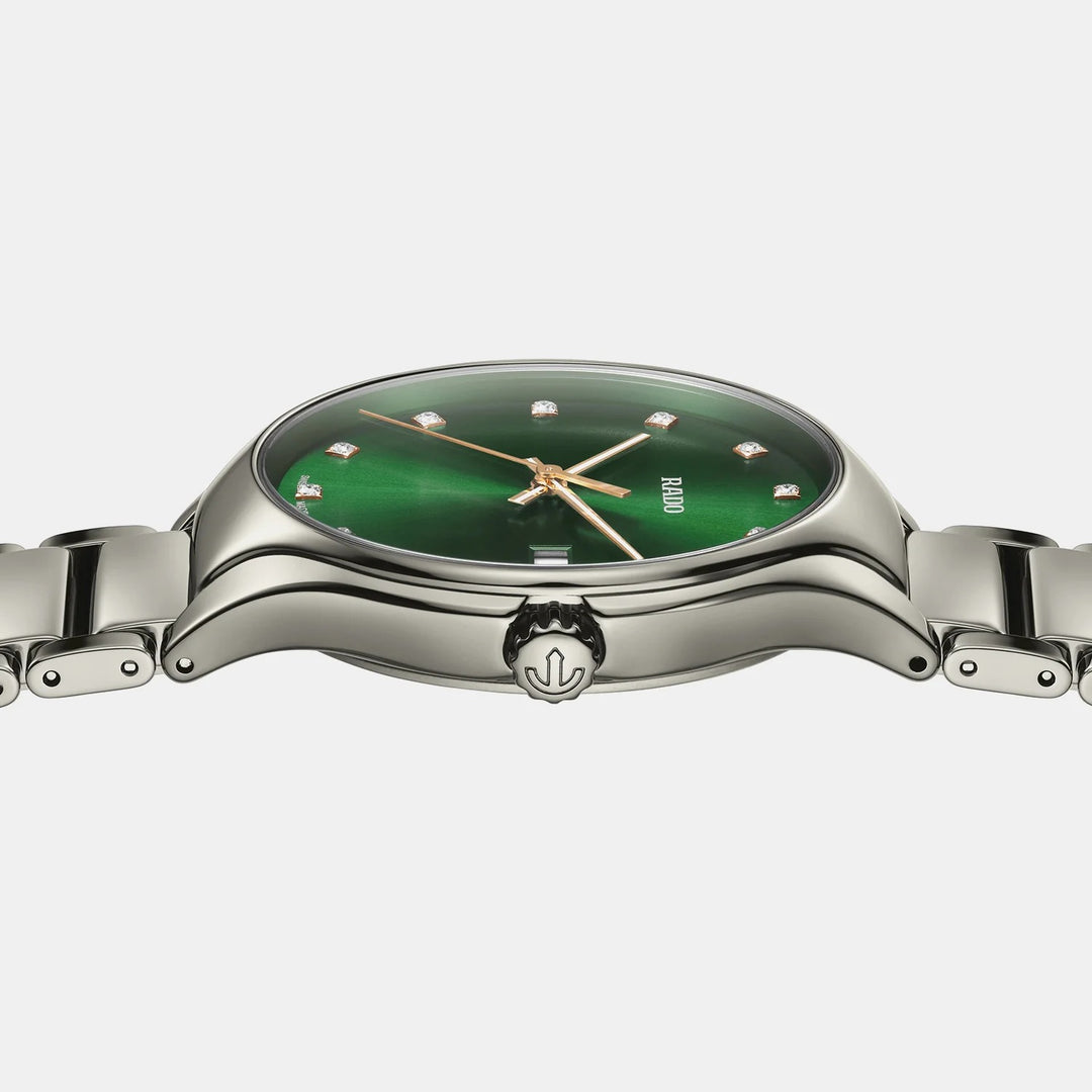Rado True Round 40mm Plasma Ceramic Green Diamond Dial Quartz Watch