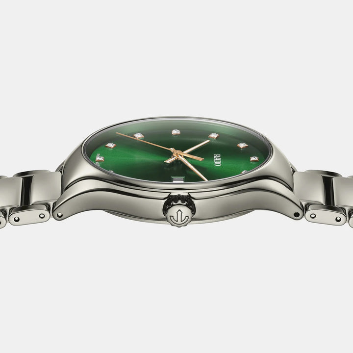 Rado True Round 40mm Plasma Ceramic Green Diamond Dial Quartz Watch