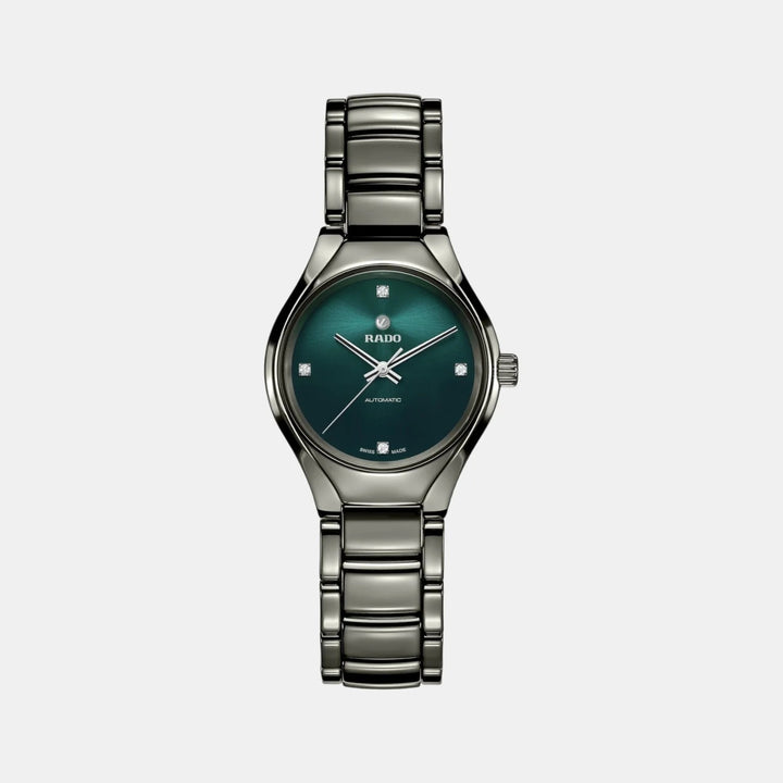 Rado True Round 30mm Plasma Ceramic Petrol Dial Automatic Ladies Watch (R27243742)