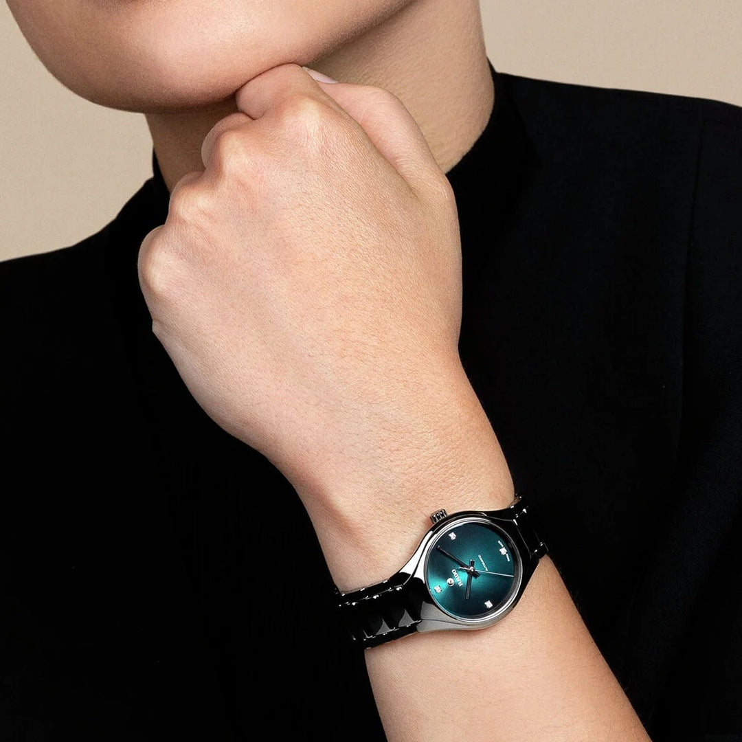 Rado True Round 30mm Plasma Ceramic Petrol Dial Automatic Ladies Watch (R27243742)