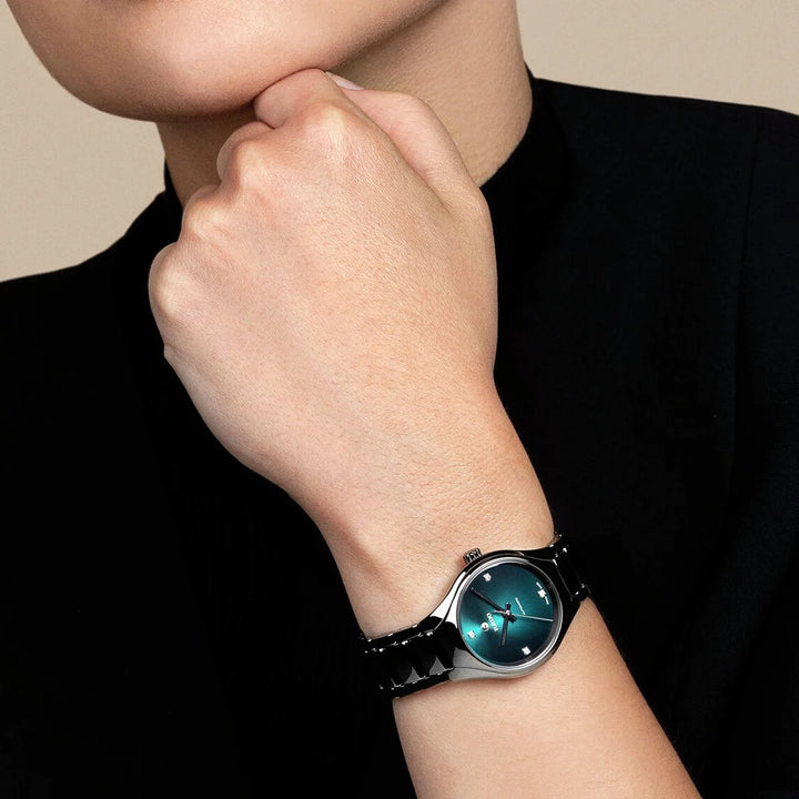 Rado True Round 30mm Plasma Ceramic Petrol Dial Automatic Ladies Watch (R27243742)
