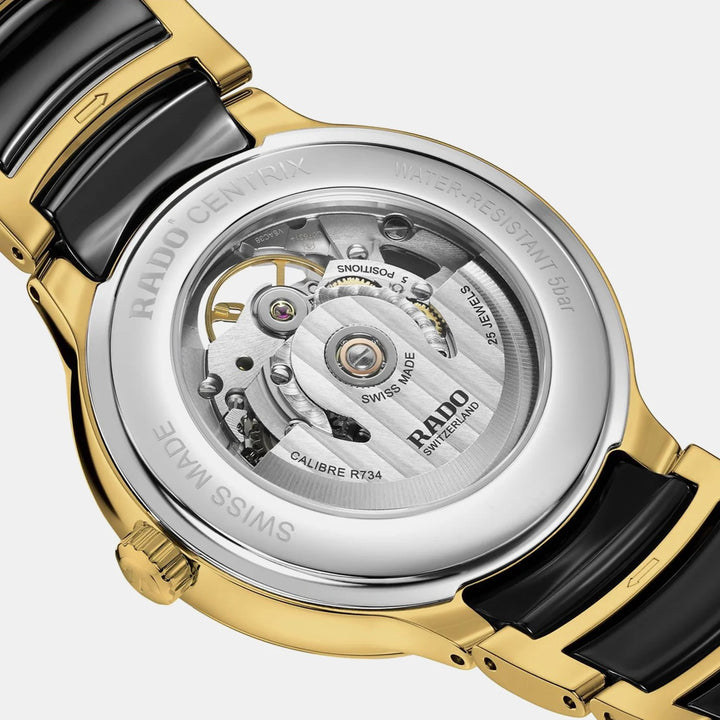 Rado Centrix 39.5mm Green Gradient Open Heart Automatic Watch Yellow Gold (R30008302)