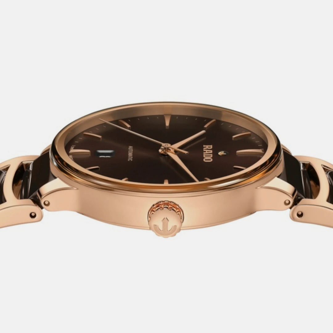 Rado Centrix 39.5mm Brown Sunray Dial Rose Gold Automatic Watch (R30017302)