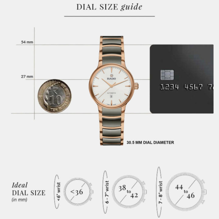 Rado Centrix 30.5mm Silver Dial Rose Gold Ladies Automatic Watch (R30019012)
