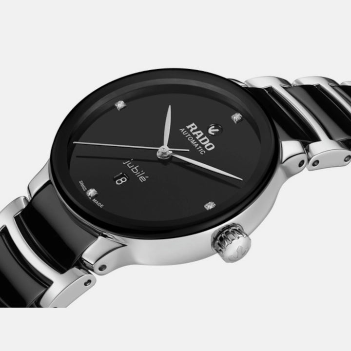 Rado Centrix 30.5mm Black Dial Ceramic Bracelet Ladies Automatic Watch (R30020712)