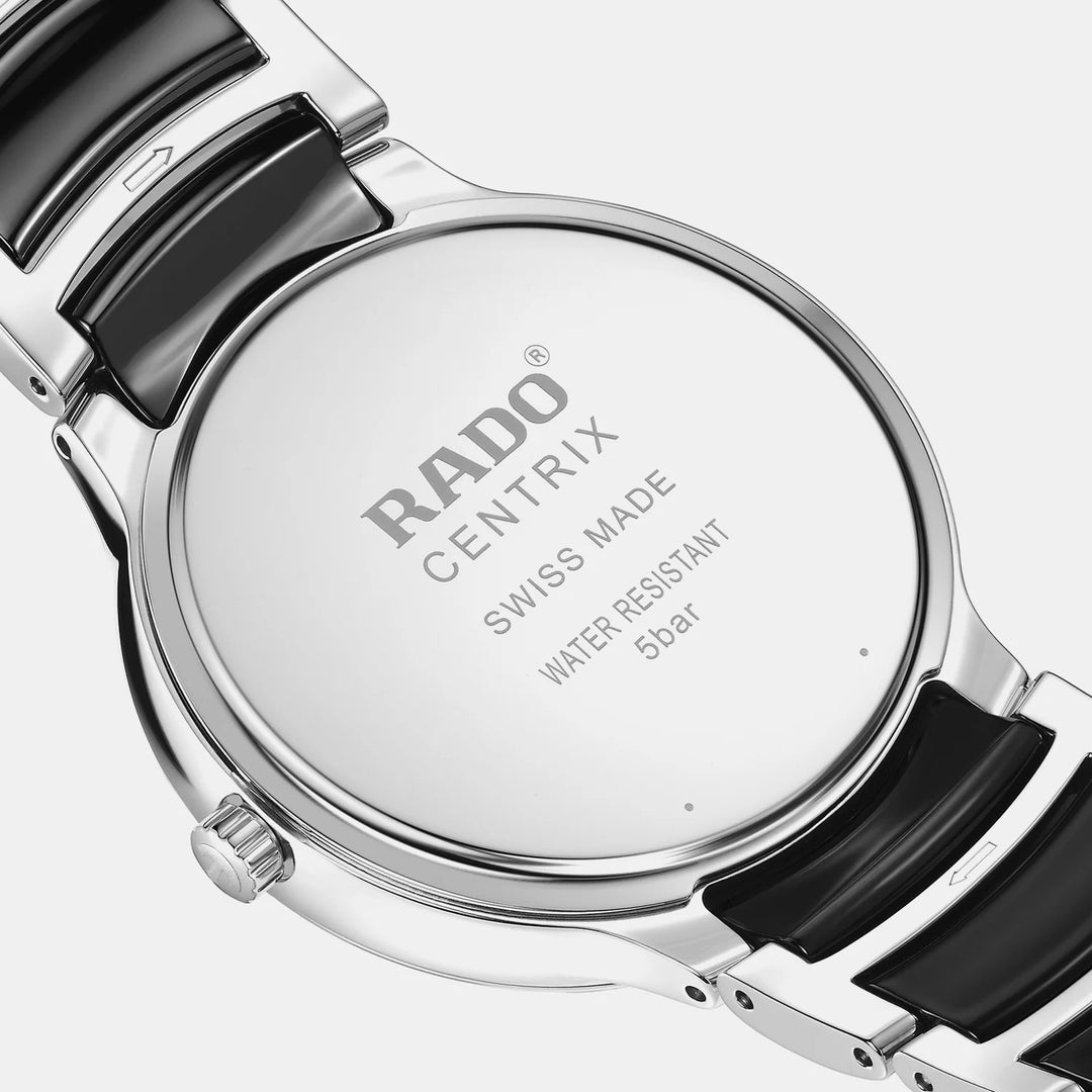 Rado Centrix 39.5mm Black Dial Steel Ceramic Quartz Watch (R30021152)