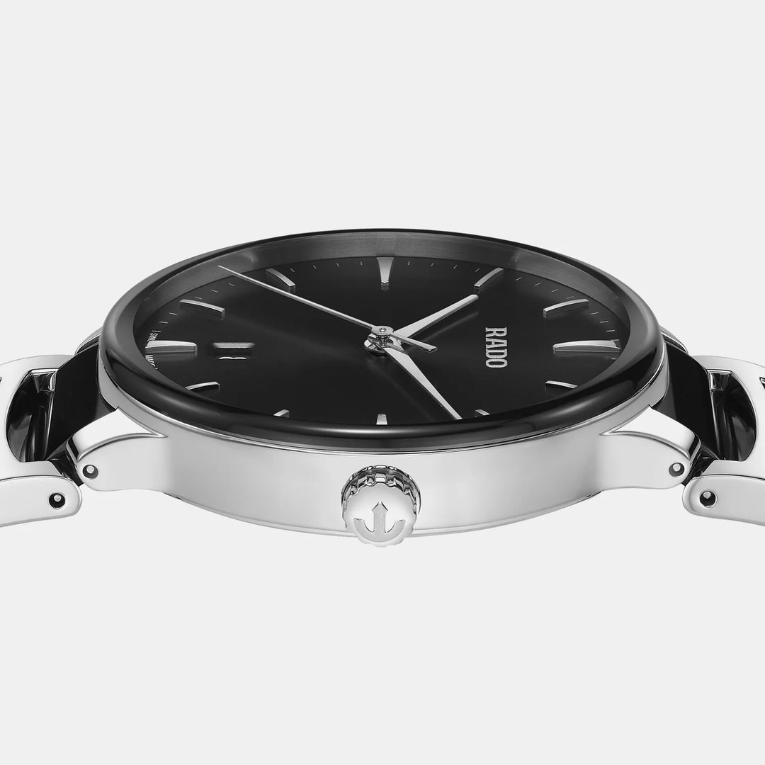 Rado Centrix 39.5mm Black Dial Steel Ceramic Quartz Watch (R30021152)