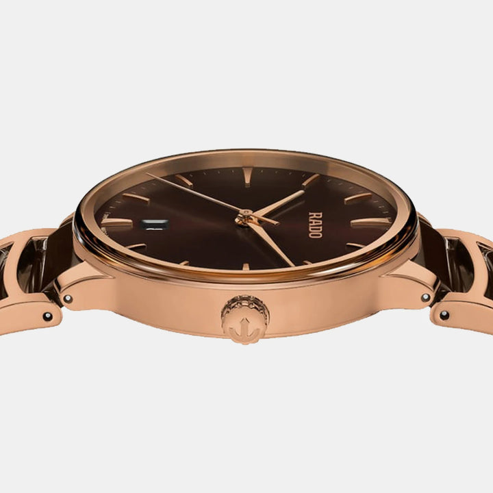 Rado Centrix 39.5mm Brown Sunray Dial Rose Gold Ceramic Quartz Watch (R30023302)