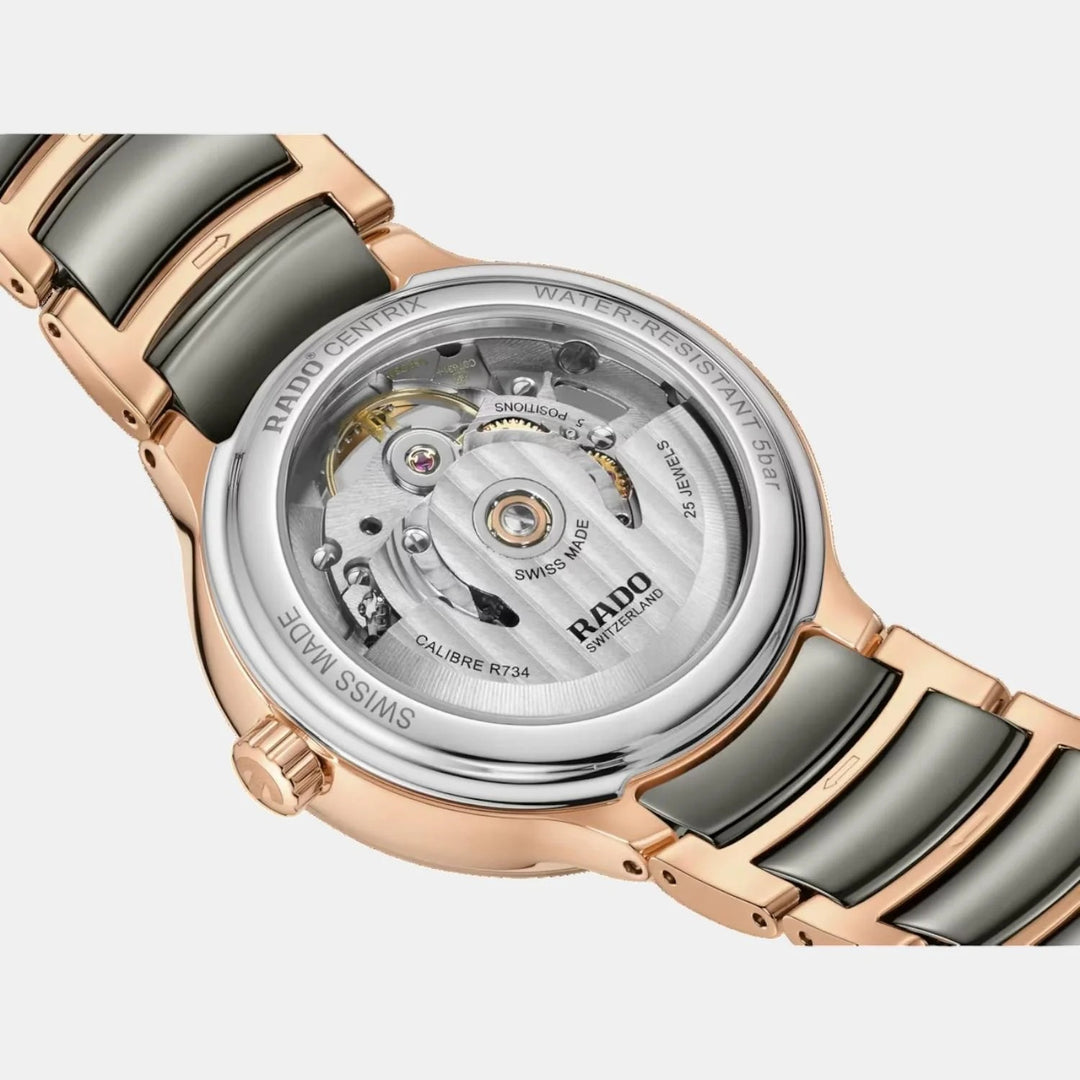 Rado Centrix 35mm Silver Mother of Pearl Open Heart Diamond Automatic Ladies Watch R30029912