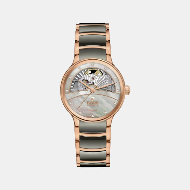 Rado Centrix 35mm Silver Mother of Pearl Open Heart Diamond Automatic Ladies Watch R30029912