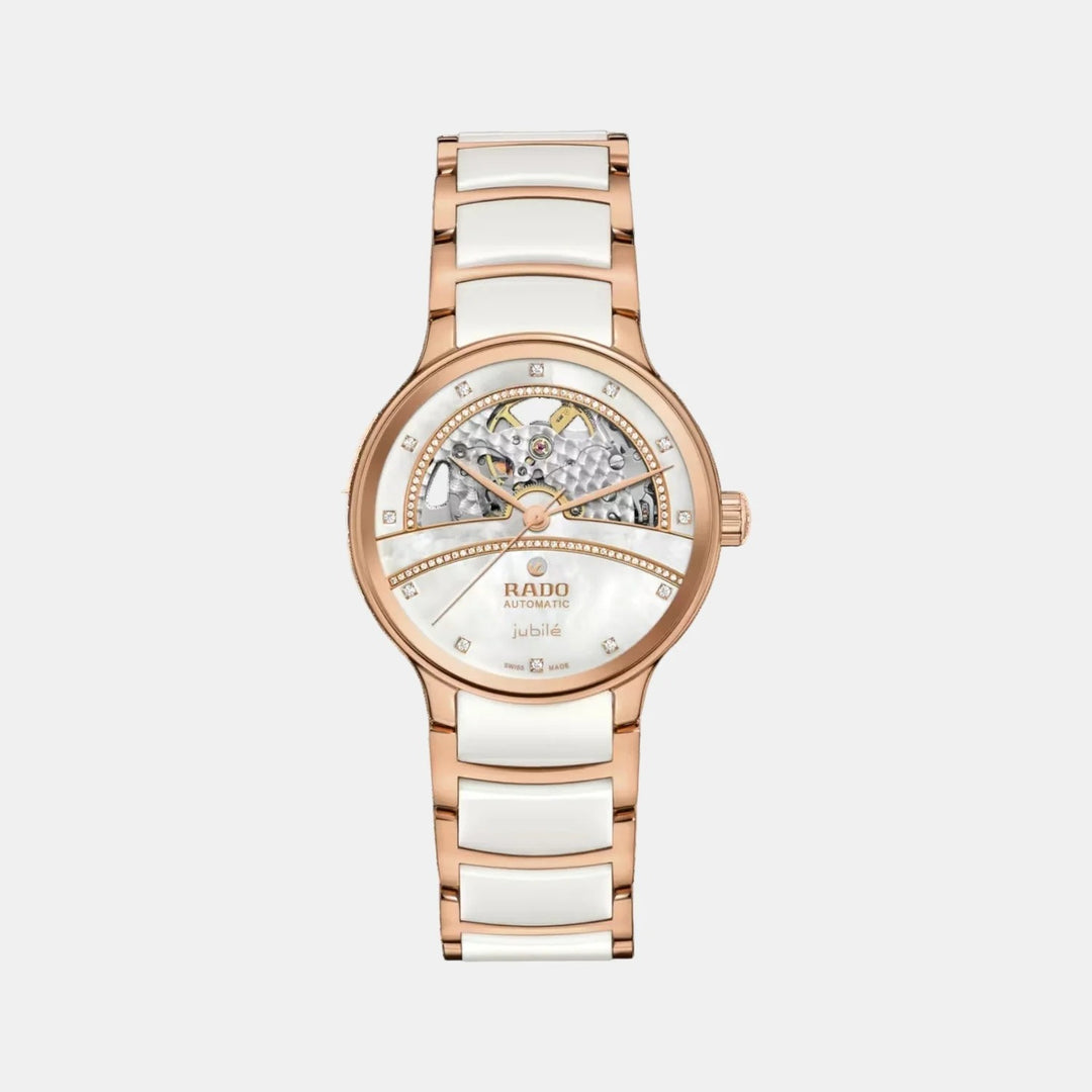Rado Centrix Super Jubile 35mm White Mother of Pearl 98 Diamond Open Heart Automatic Watch R30029932