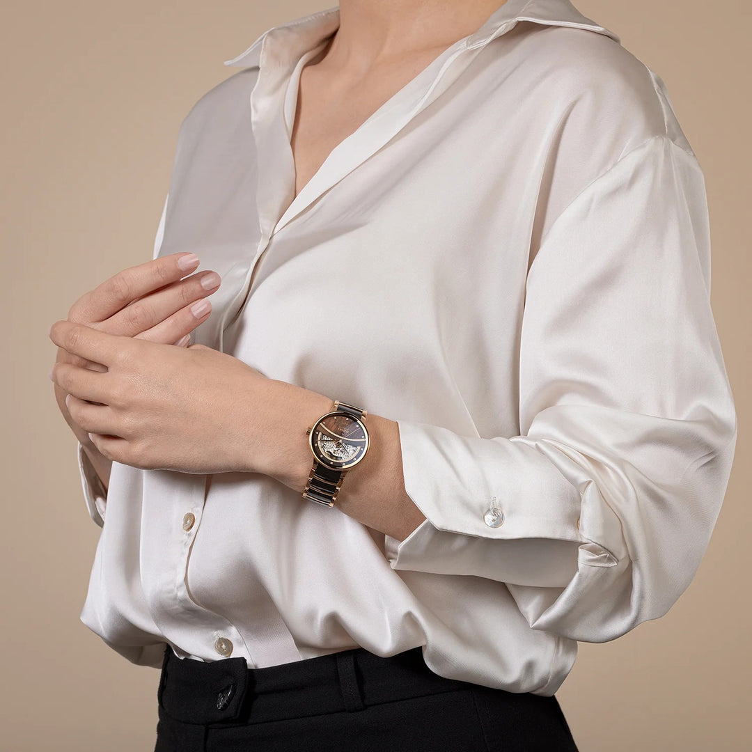 Rado Centrix Super Jubile 35mm Brown Mother of Pearl Diamond Open Heart Automatic Watch R30029942