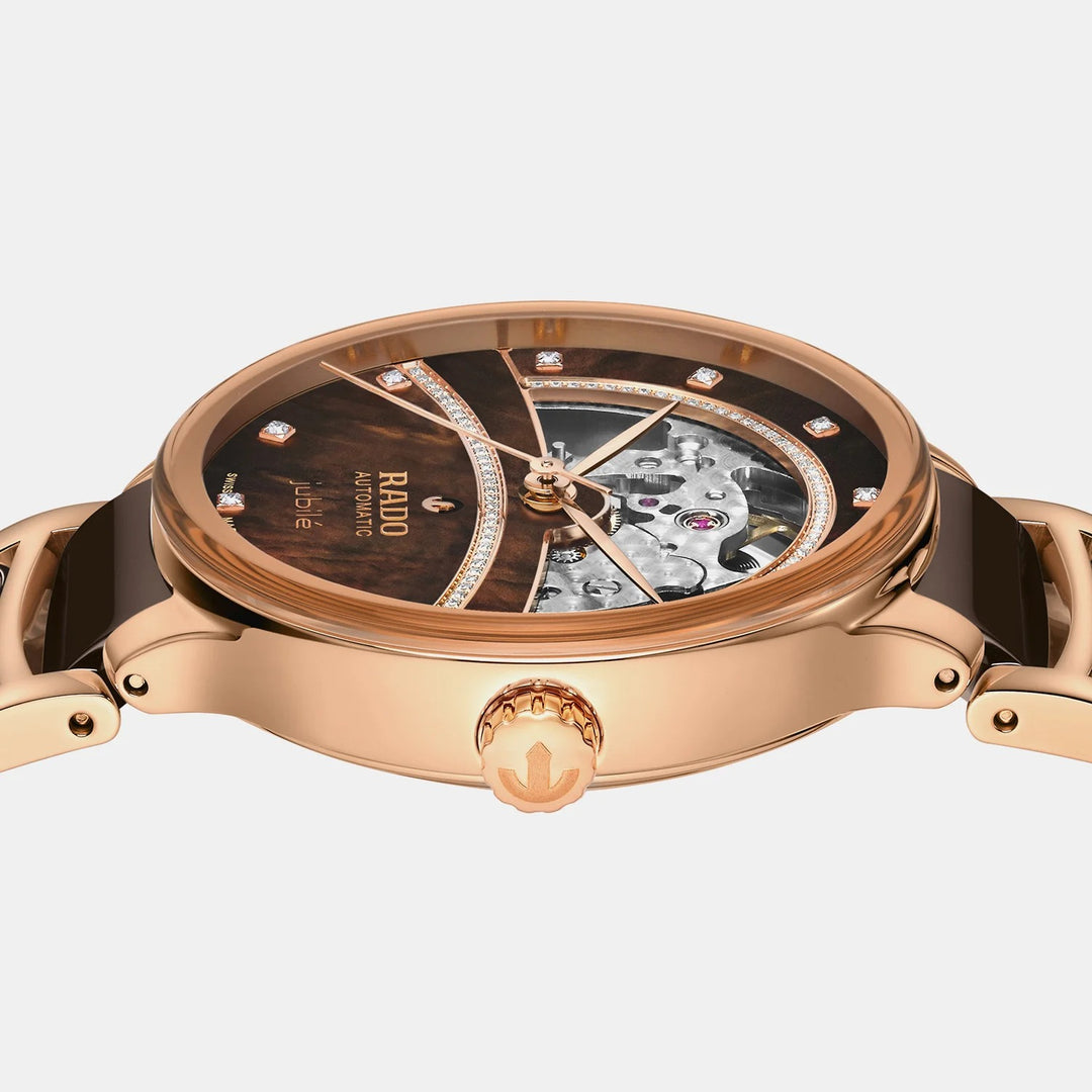 Rado Centrix Super Jubile 35mm Brown Mother of Pearl Diamond Open Heart Automatic Watch R30029942
