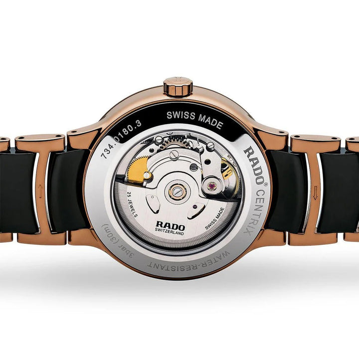 Rado Centrix 38mm Black Diamond Dial Rose Gold Automatic Watch R30036732