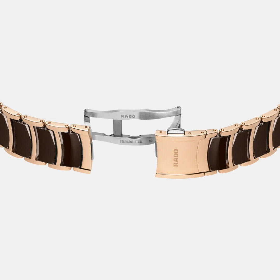 Rado Centrix 35mm Brown Faceted Diamond Dial Rose Gold Automatic Ladies Watch R30037732