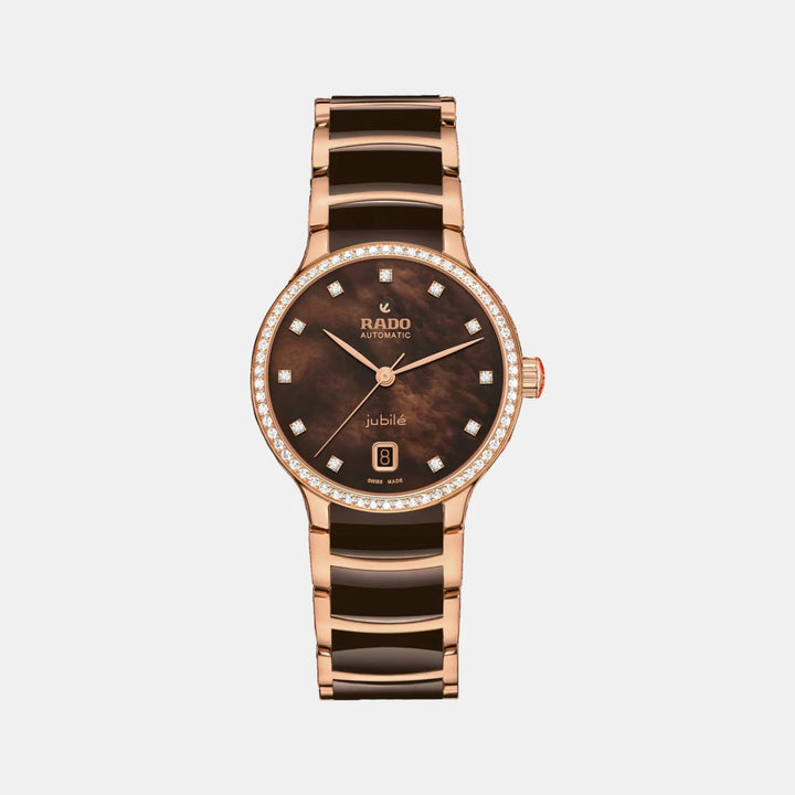Rado Centrix Super Jubile 35mm Brown Mother of Pearl 71 Diamond Open Heart Automatic Watch R30230922