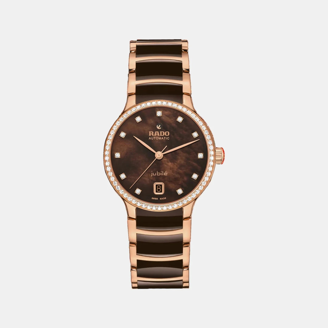 Rado Centrix Super Jubile 35mm Brown Mother of Pearl 71 Diamond Open Heart Automatic Watch R30230922