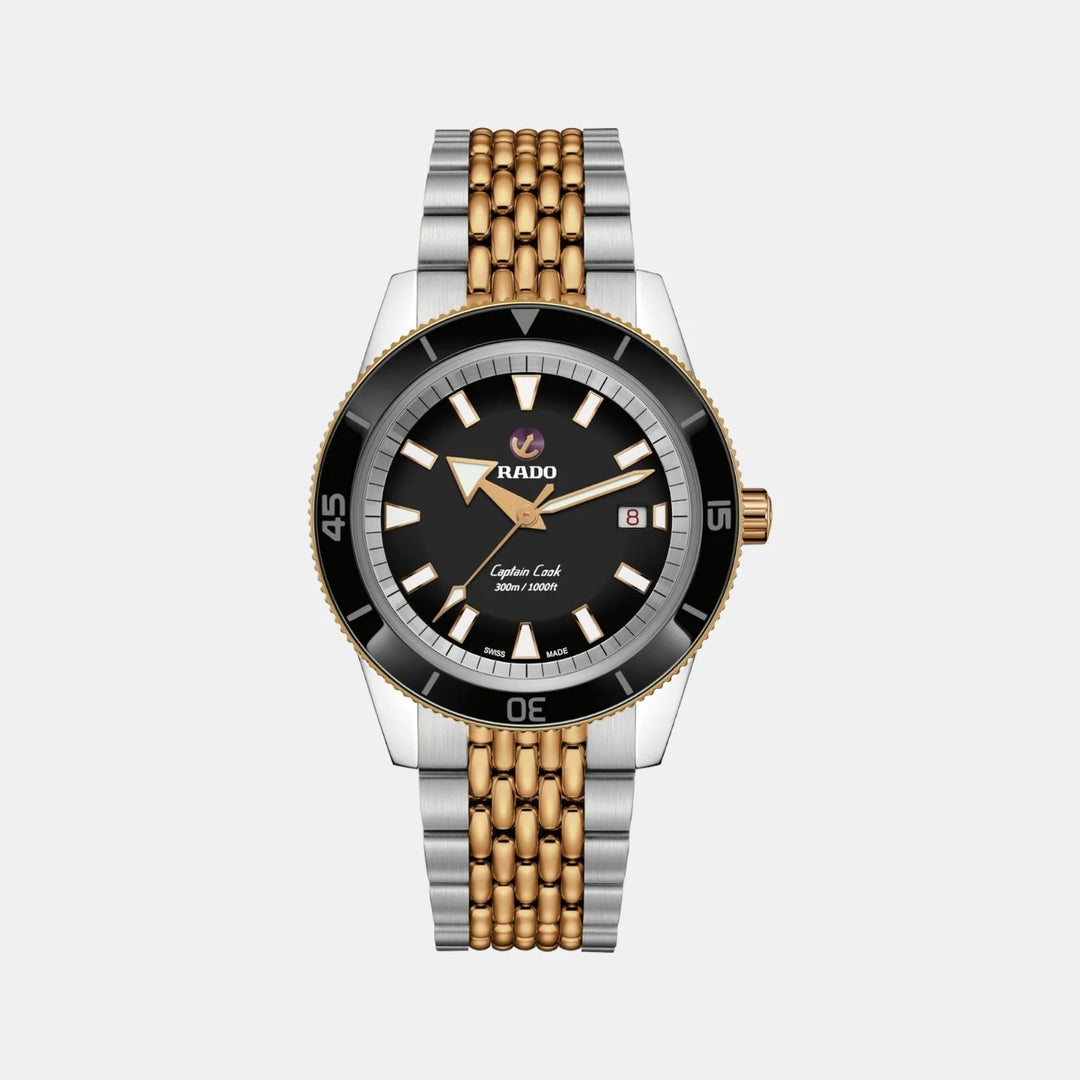 Rado Captain Cook Automatic 42mm Black Dial Rose Gold Two-Tone Men&