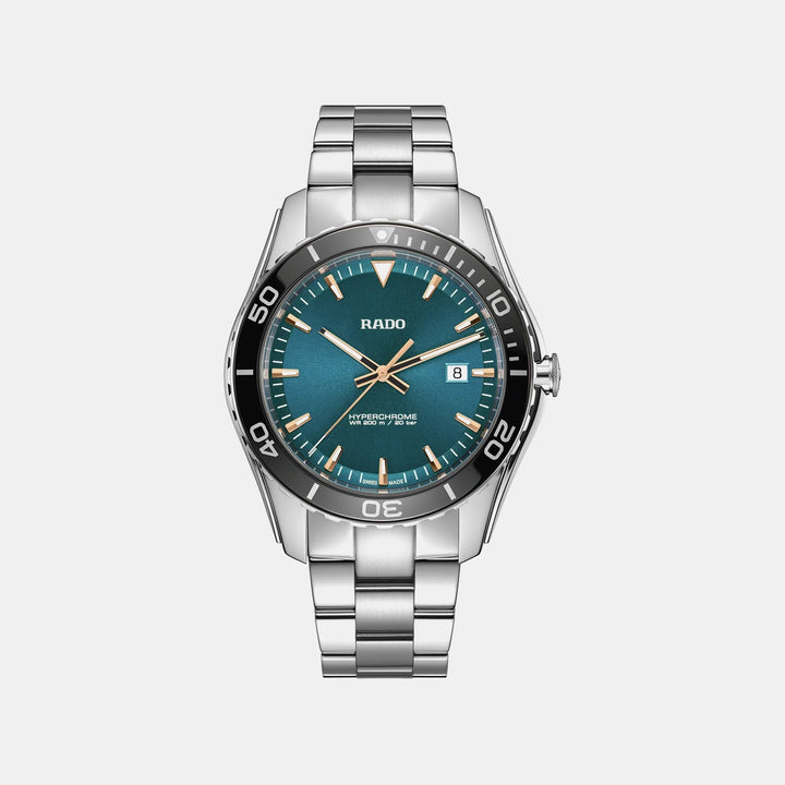 Rado HyperChrome 44mm Turquoise Dial Black Ceramic Bezel Quartz Men&