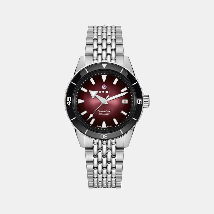 Rado Captain Cook Automatic 39mm Burgundy Dial Stainless Steel Watch R32223408