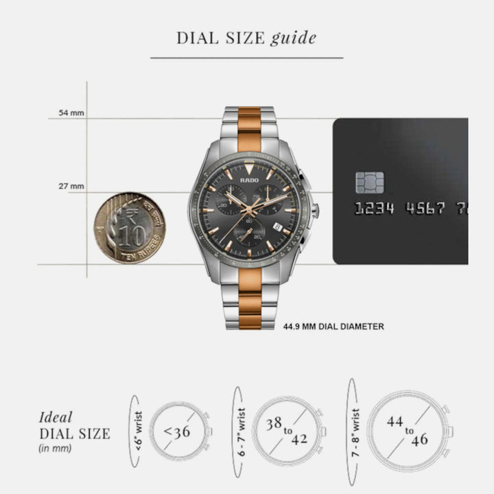 Rado HyperChrome Chronograph 44.9mm Grey Dial Rose Gold Two-Tone Men&