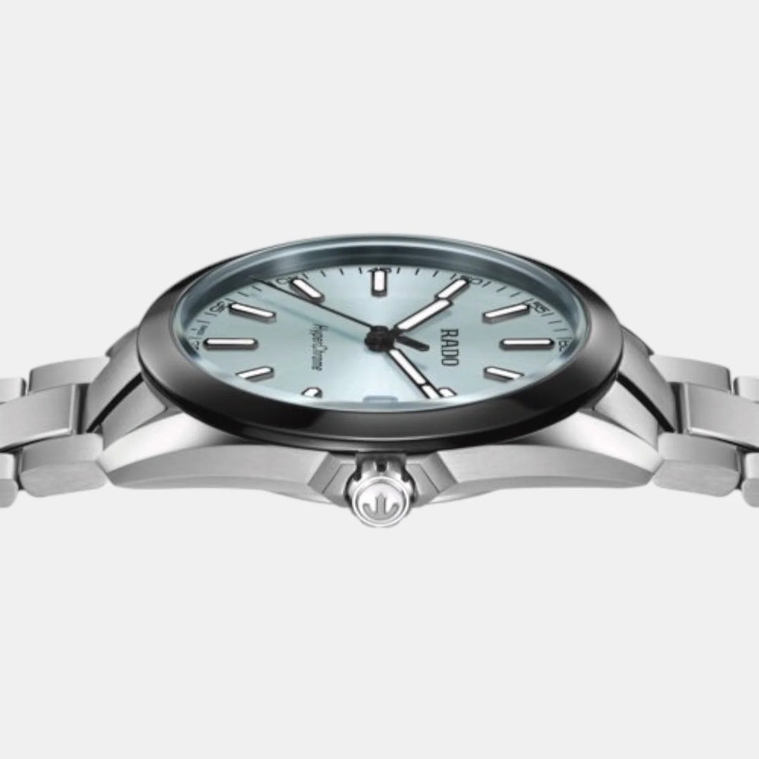 Rado HyperChrome 41.5mm Ice Blue Dial Blue Ceramic Bezel Quartz Men&