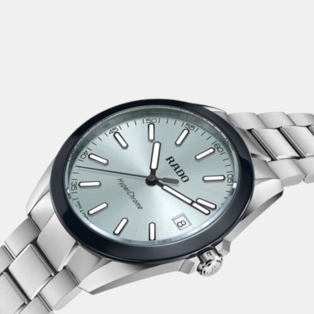 Rado HyperChrome 41.5mm Ice Blue Dial Blue Ceramic Bezel Quartz Men&