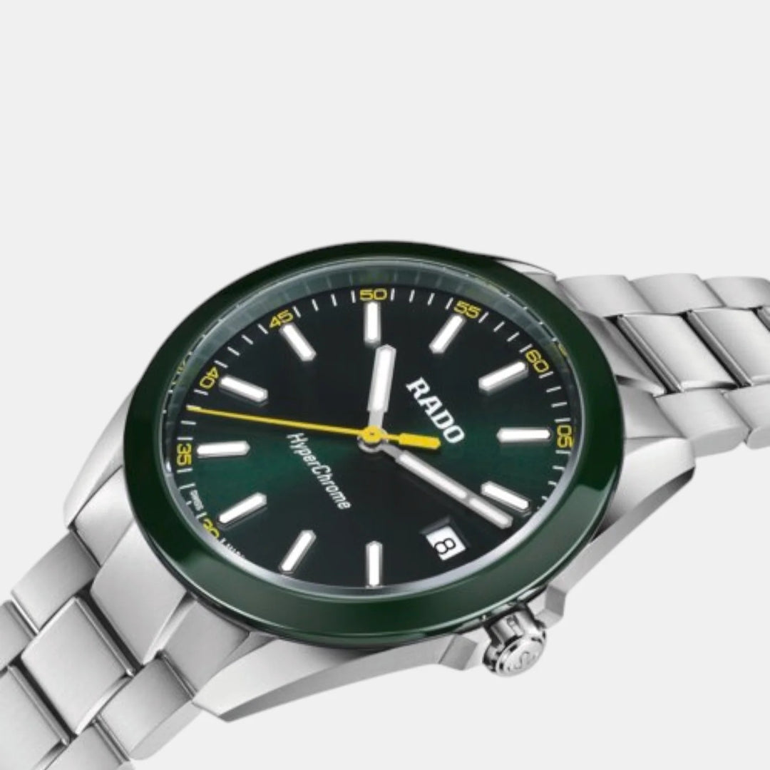 Rado HyperChrome 41.5mm Green Dial Green Ceramic Bezel Quartz Men&