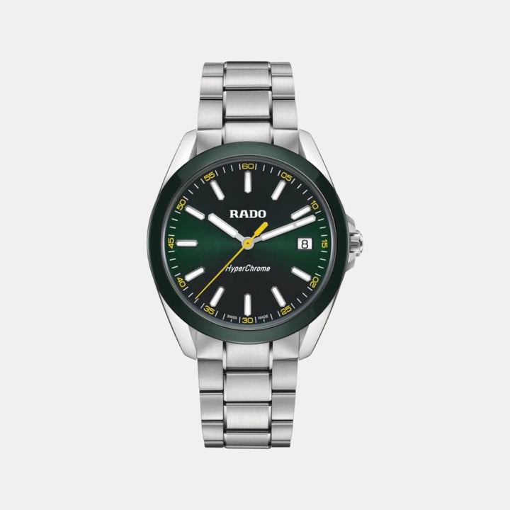Rado HyperChrome 41.5mm Green Dial Green Ceramic Bezel Quartz Men&