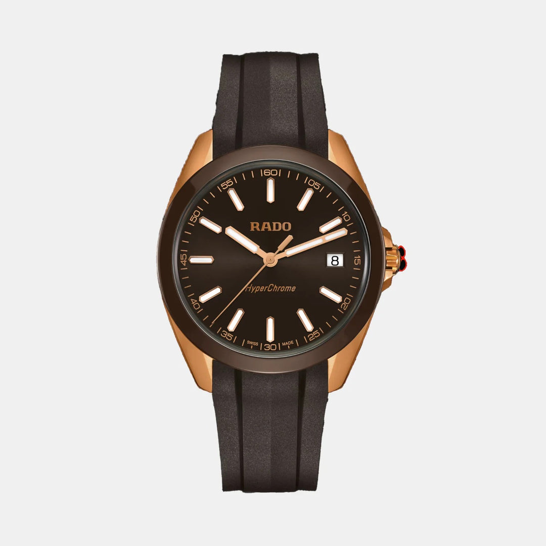 Rado HyperChrome 41.5mm Brown Dial Rose Gold PVD Brown Ceramic Quartz Men&