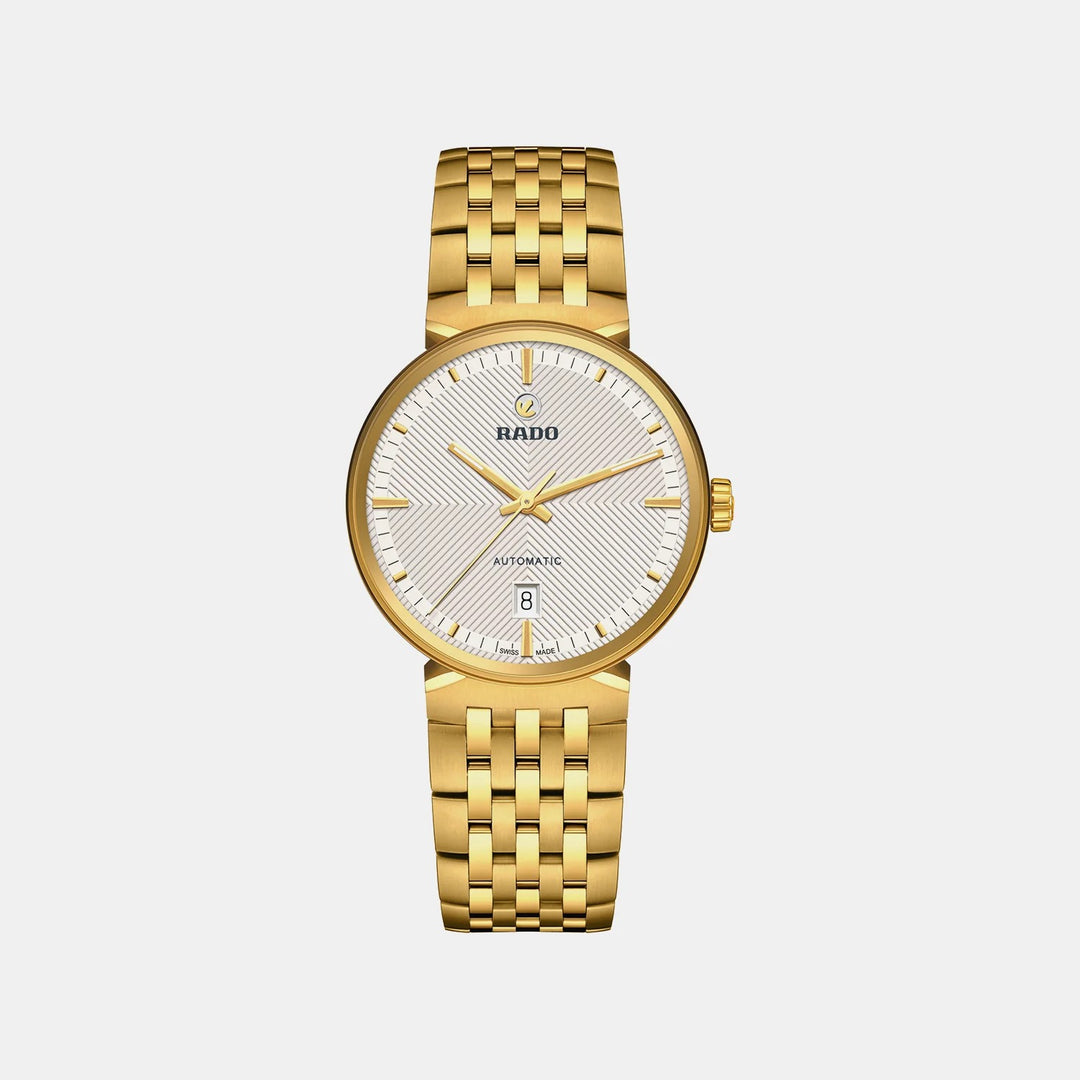 Rado Florence Automatic 39mm Silver White Embossed Dial Yellow Gold PVD Watch R48904013