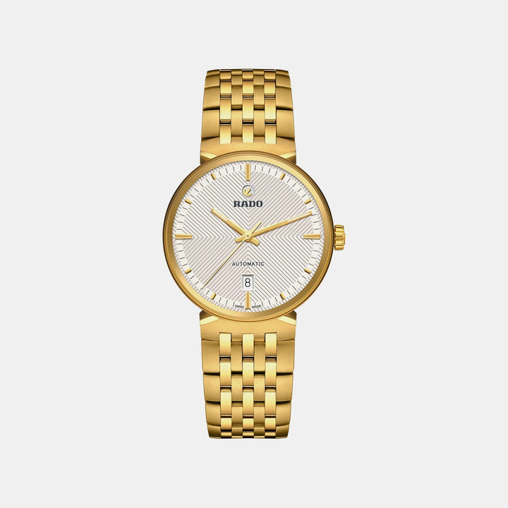 Rado Florence Automatic 39mm Silver White Embossed Dial Yellow Gold PVD Watch R48904013