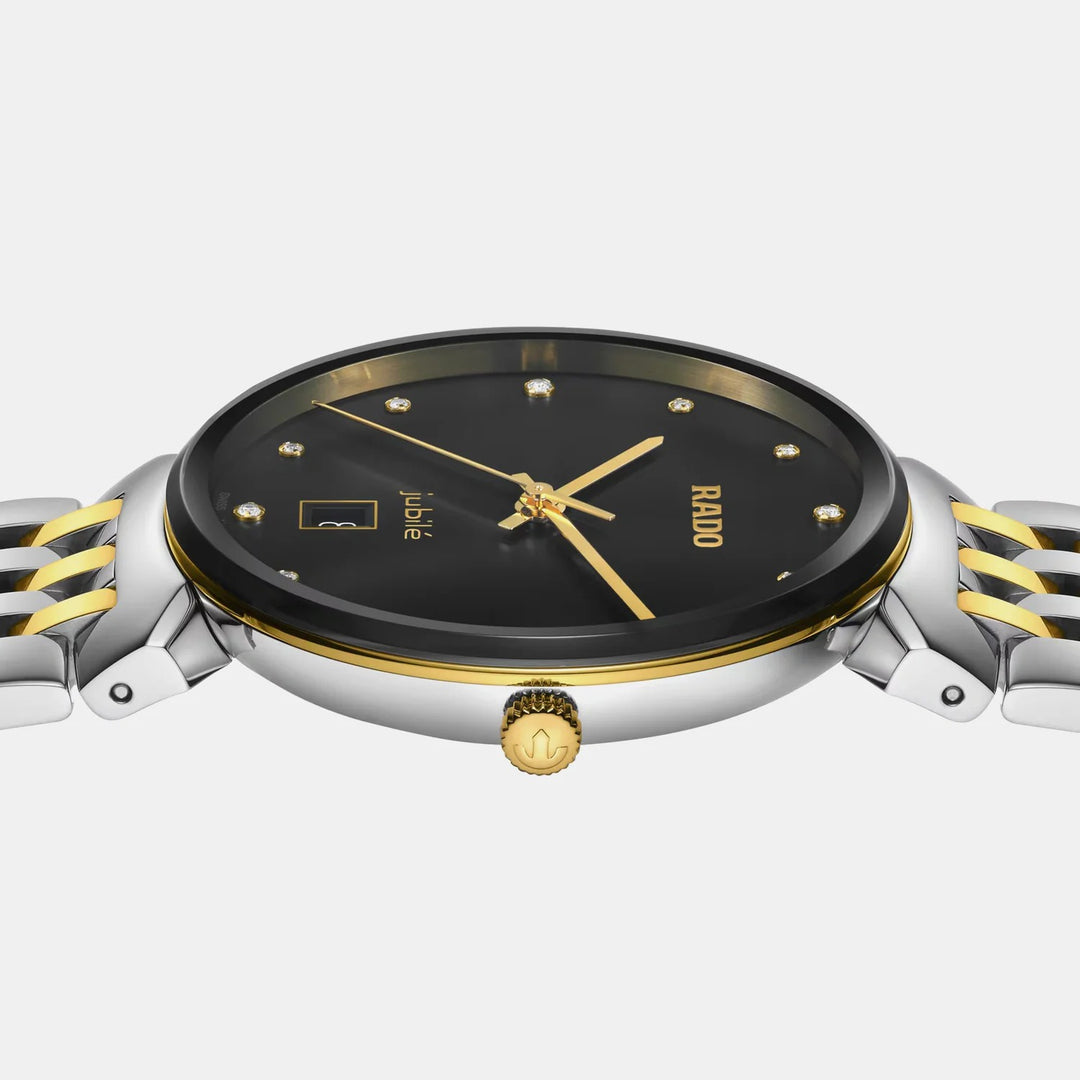 Rado Florence 38mm Black Dial 12 Diamonds Yellow Gold Two-Tone Quartz Watch R48912743