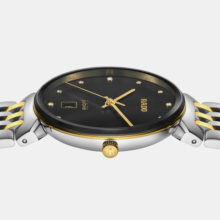 Rado Florence 38mm Black Dial 12 Diamonds Yellow Gold Two-Tone Quartz Watch R48912743