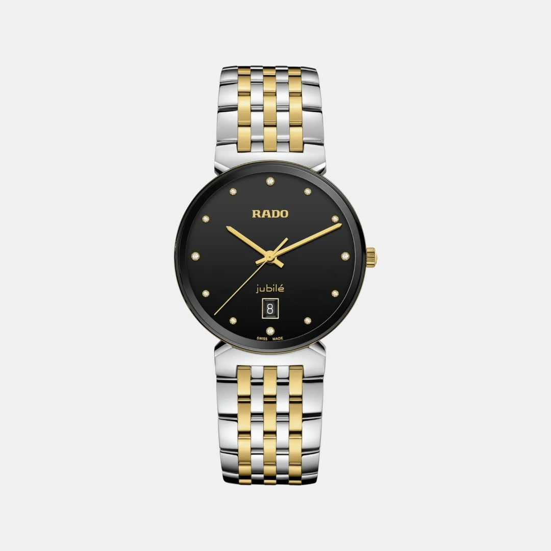 Rado Florence 38mm Black Dial 12 Diamonds Yellow Gold Two-Tone Quartz Watch R48912743