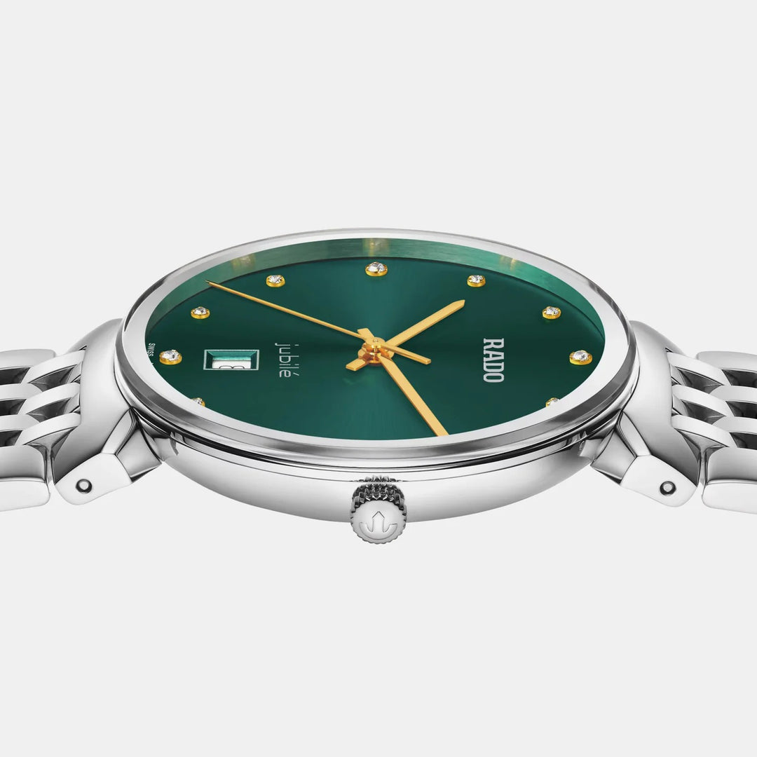 Rado Florence 38mm Green Dial 12 Diamonds Yellow Gold Quartz Unisex Watch R48912773