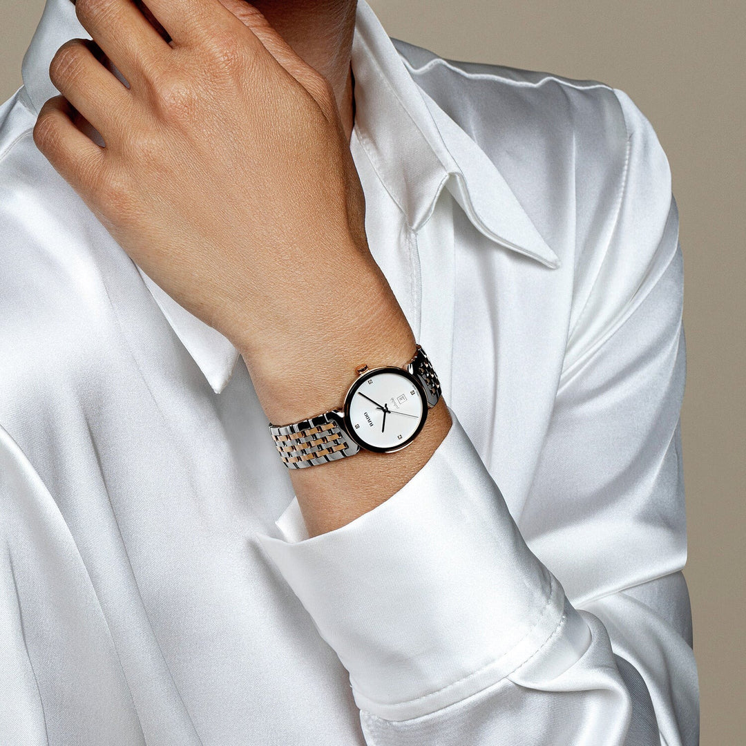 Rado Florence 30mm White Dial 4 Diamonds Rose Gold Two-Tone Quartz Ladies Watch R48913723