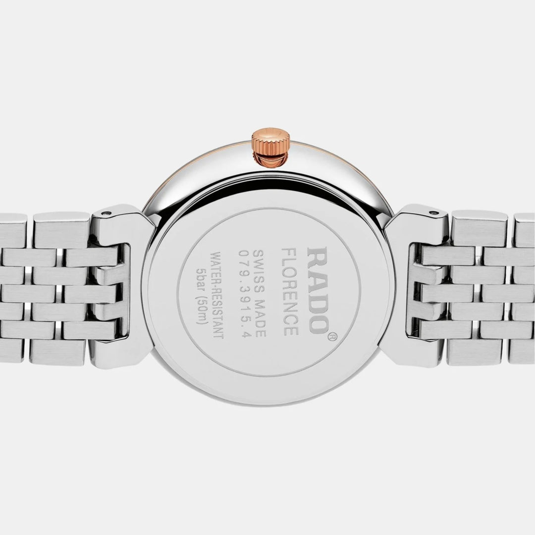 Rado Florence 30mm White Dial 4 Diamonds Rose Gold Two-Tone Quartz Ladies Watch R48913723