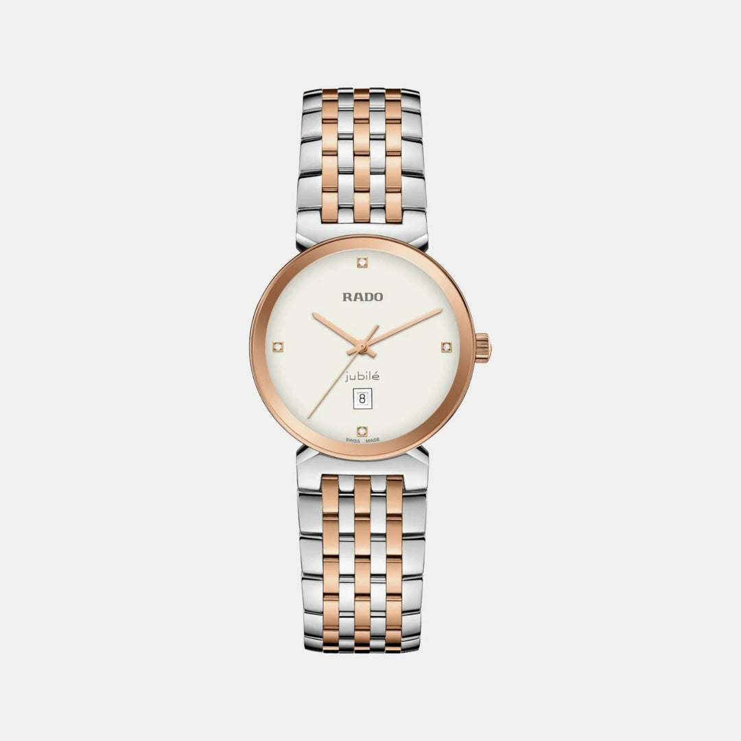 Rado Florence 30mm White Dial 4 Diamonds Rose Gold Two-Tone Quartz Ladies Watch R48913723