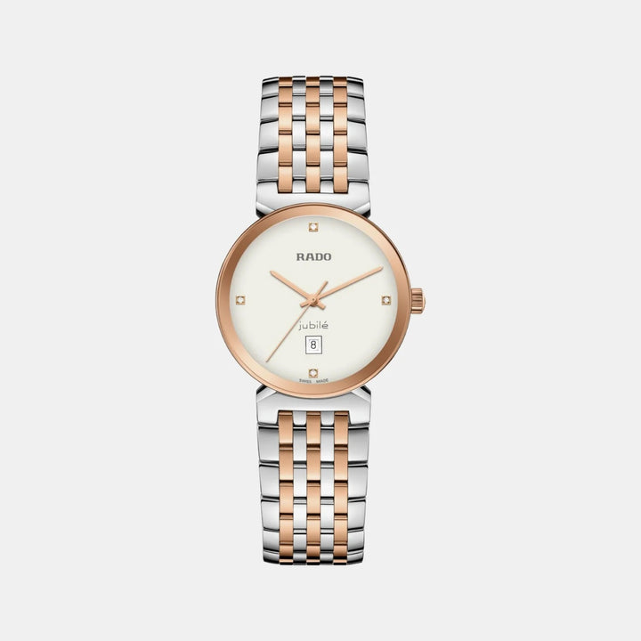 Rado Florence 30mm White Dial 4 Diamonds Rose Gold Two-Tone Quartz Ladies Watch R48913723