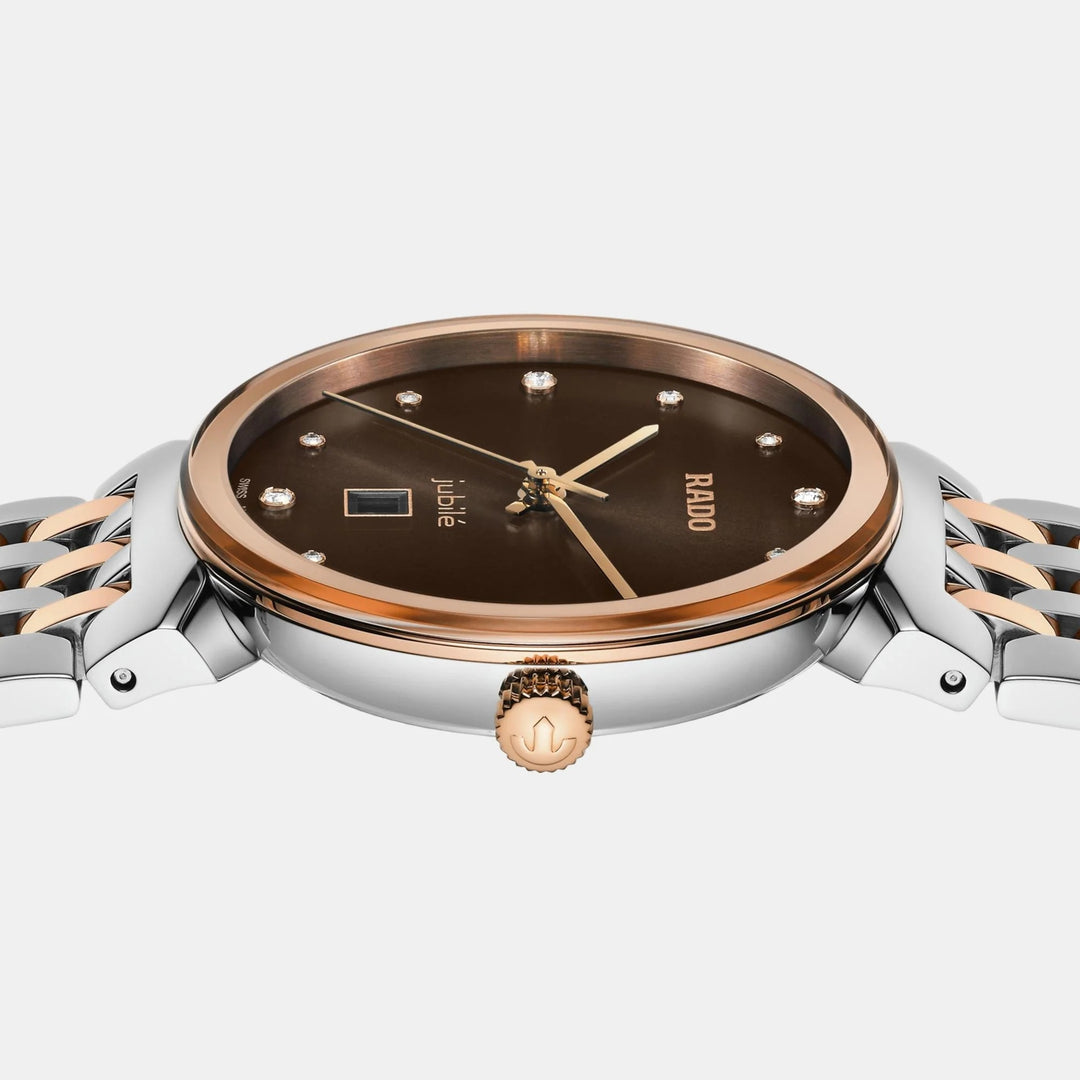 Rado Florence 30mm Brown Dial 12 Diamonds Rose Gold Two-Tone Quartz Ladies Watch R48913763