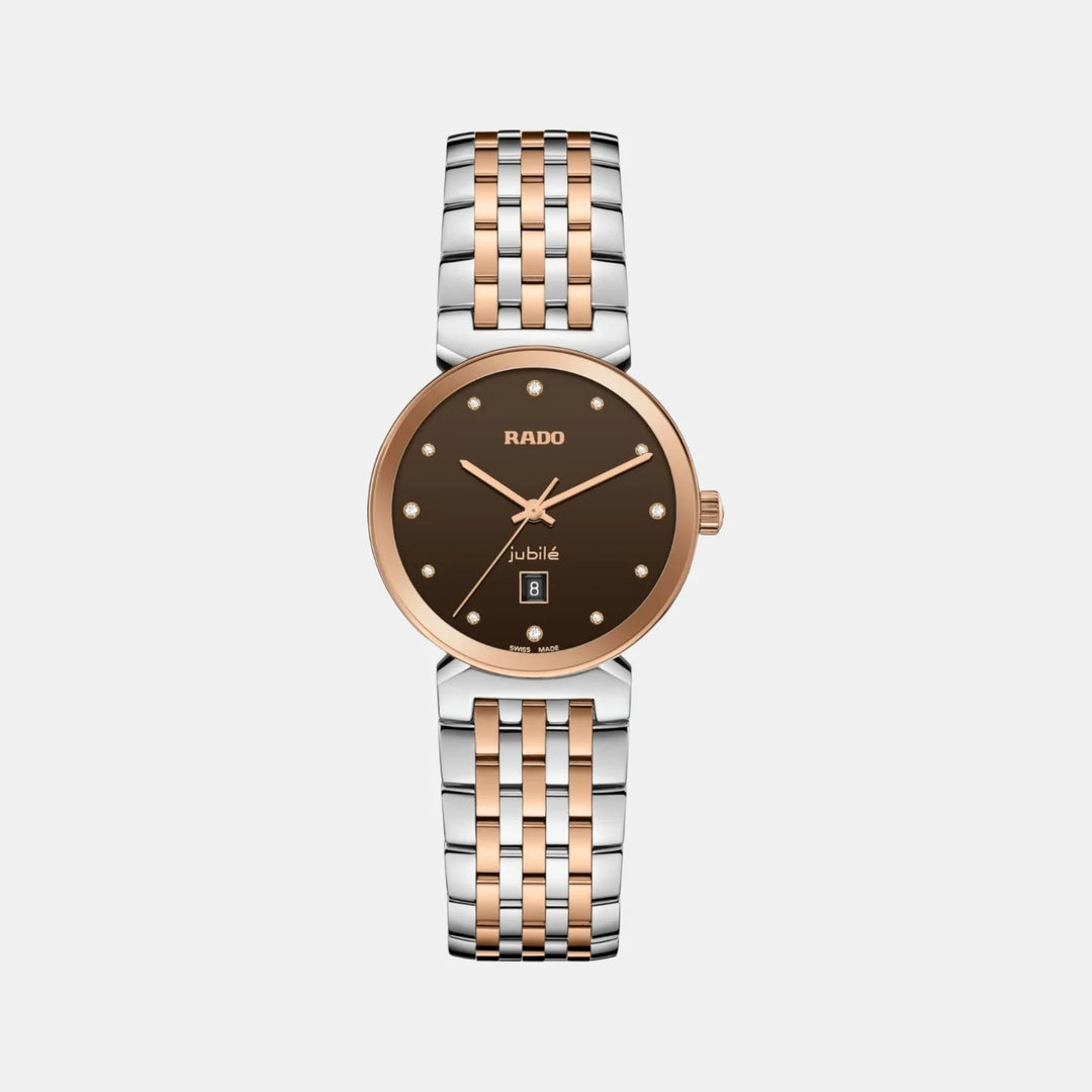 Rado Florence 30mm Brown Dial 12 Diamonds Rose Gold Two-Tone Quartz Ladies Watch R48913763