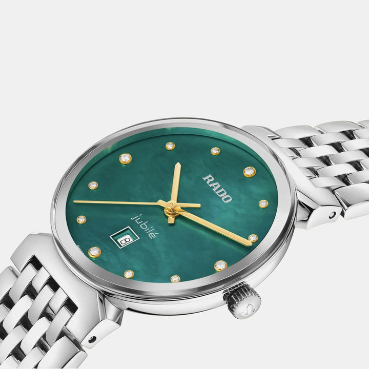 Rado Florence 30mm Green Mother of Pearl 12 Diamonds Yellow Gold Quartz Ladies Watch R48913903