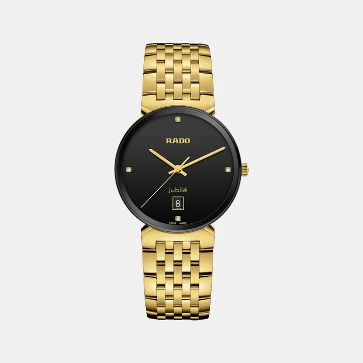 Rado Florence 38mm Black Dial 4 Diamonds Yellow Gold PVD Quartz Unisex Watch R48914703