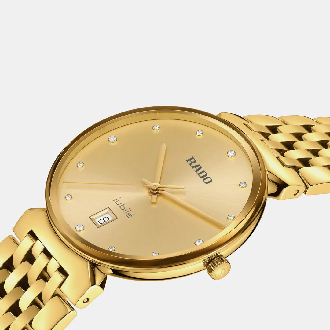 Rado Florence 38mm Yellow Gold Dial 12 Diamonds Yellow Gold PVD Quartz Unisex Watch R48914713