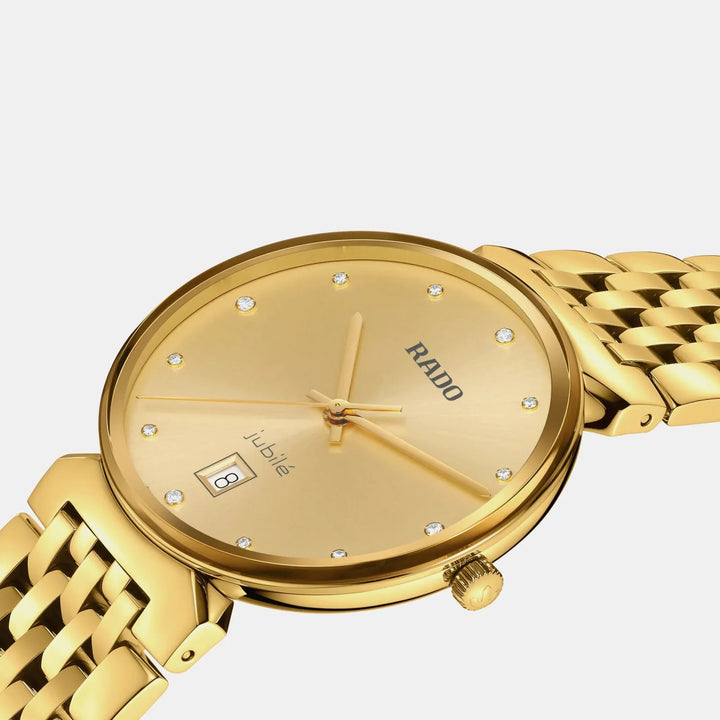 Rado Florence 38mm Yellow Gold Dial 12 Diamonds Yellow Gold PVD Quartz Unisex Watch R48914713